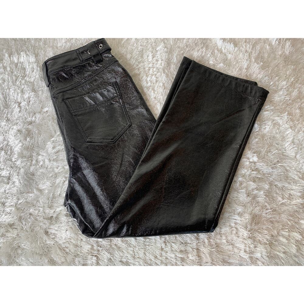 Patent Faux Leather Pants Silver Hardware Sz 2 USA TOPSHOP